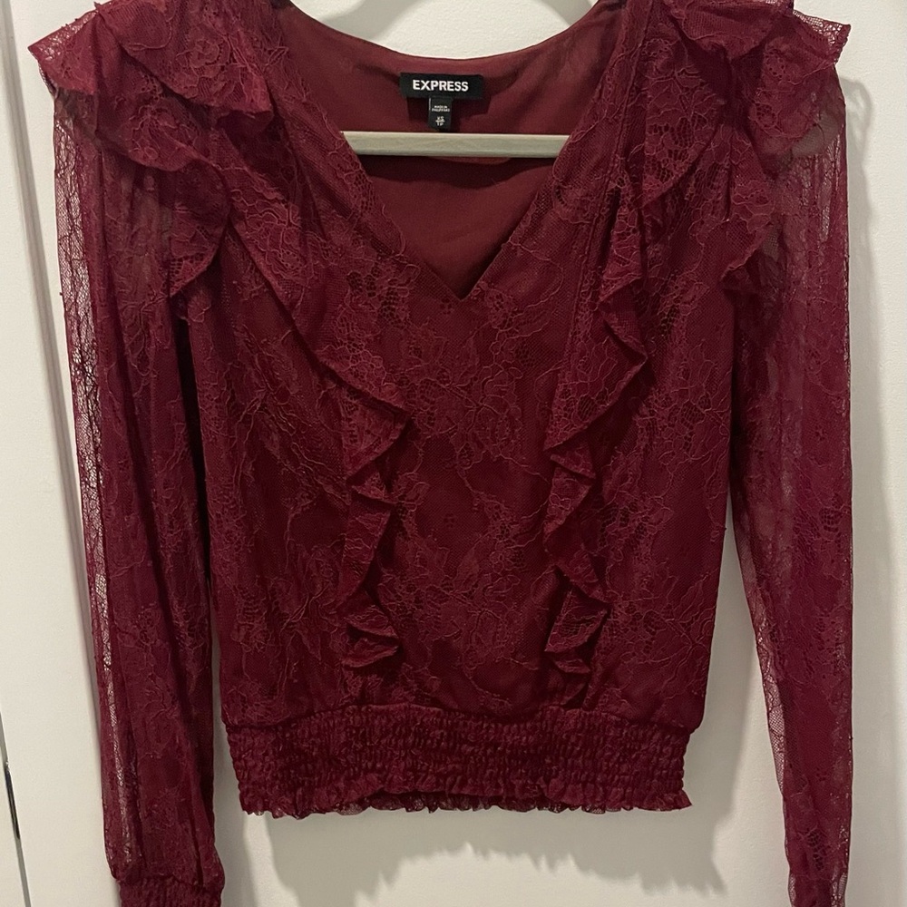 Express Women's Deep Red Lace Blouse